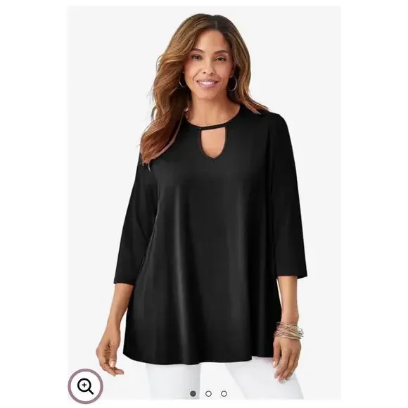 Jessica London Plus Size Keyhole Pink Leopard Swing Tunic 26/28 - Picture 5 of 7